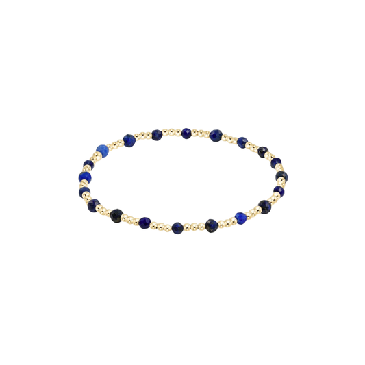 EGIRL Gemstone Gold Sincerity Pattern 3mm Bead Bracelet Lapis