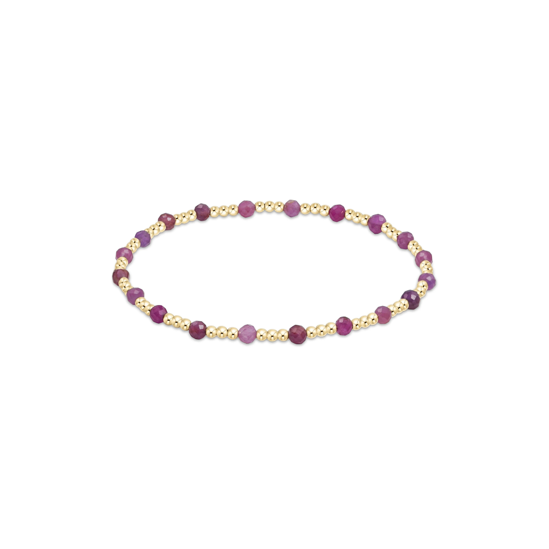EGIRL Gemstone Gold Sincerity Pattern 3mm Bead Bracelet Ruby
