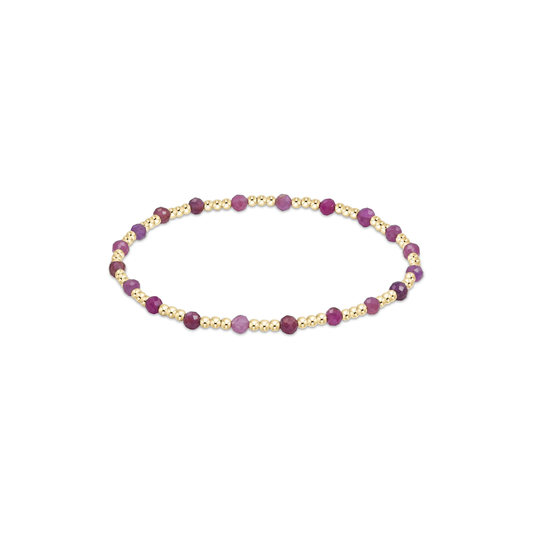 EGIRL Gemstone Gold Sincerity Pattern 3mm Bead Bracelet Ruby