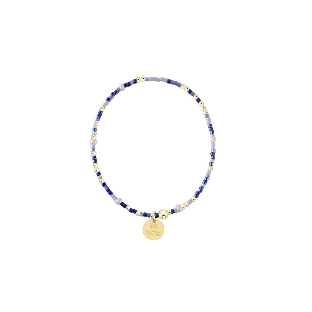 EGIRL Hope Unwritten Bracelet Is a Smurf's Butt Blue "Be You" Small Gold Disc