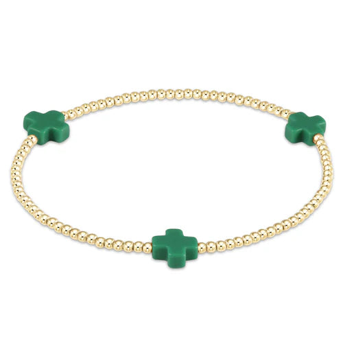 enewton Signature Cross Gold Pattern 2mm Bead Bracelet