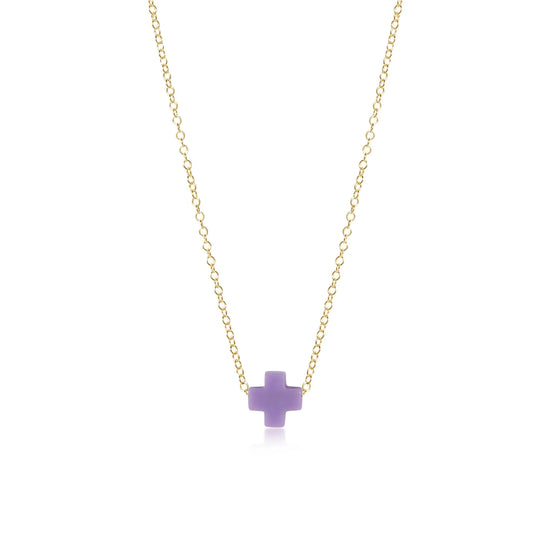 enewton 16" Necklace Gold - Signature Cross in Purple