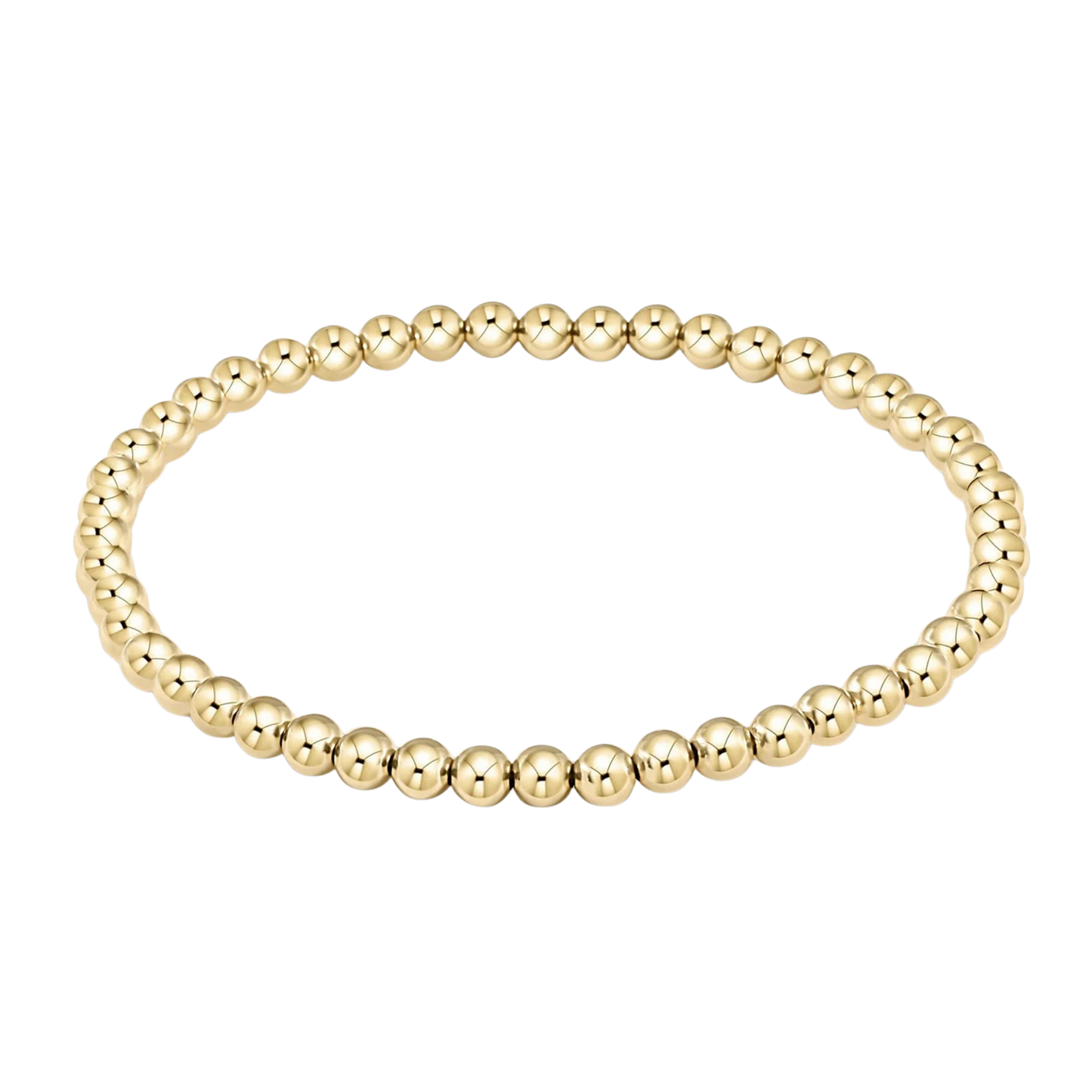 Gold beaded bracelet on a white background