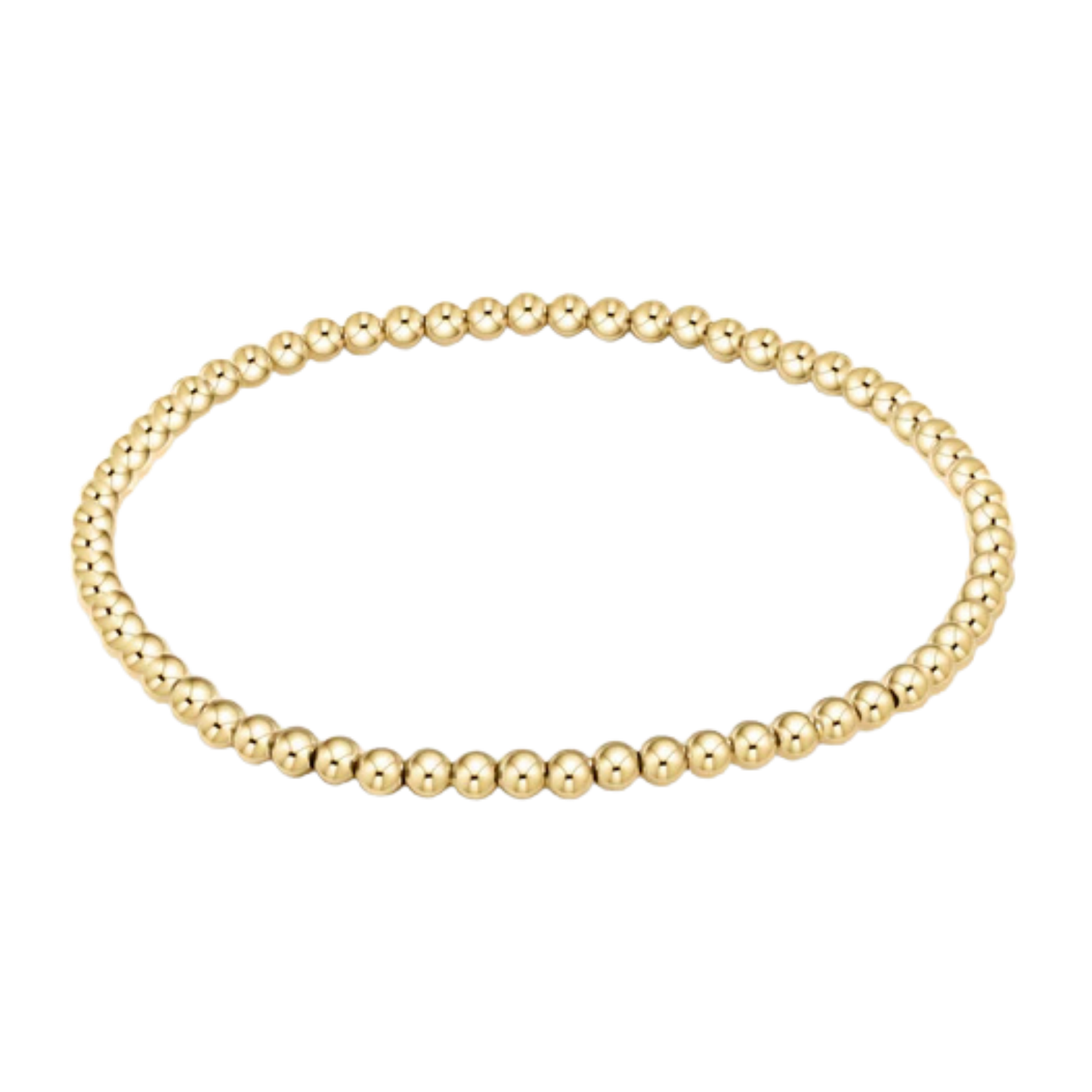 Gold beaded bracelet on a white background