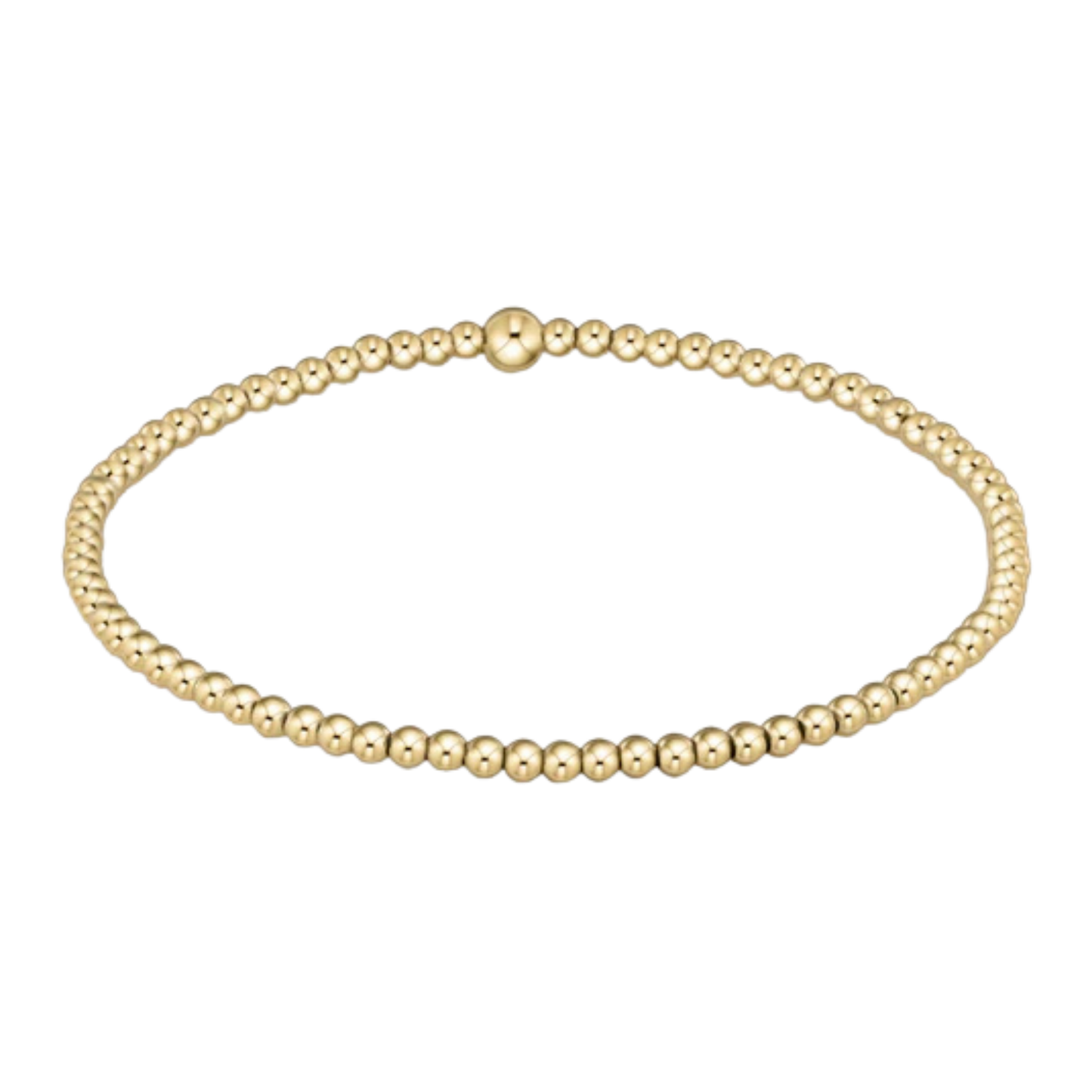 Gold beaded bracelet on a white background