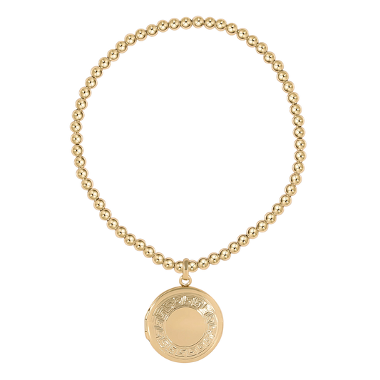 enewton Classic Gold 3mm Bead Bracelet Cherish Small Gold Locket
