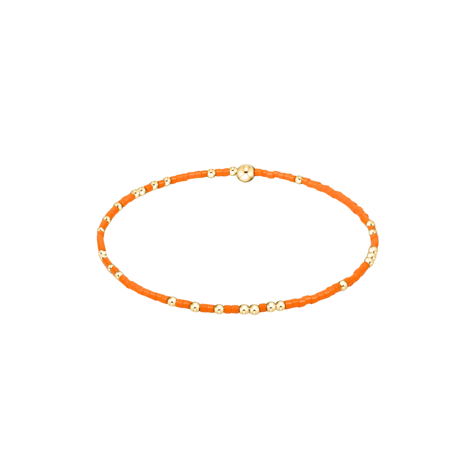 Orange beaded braclet on a white background