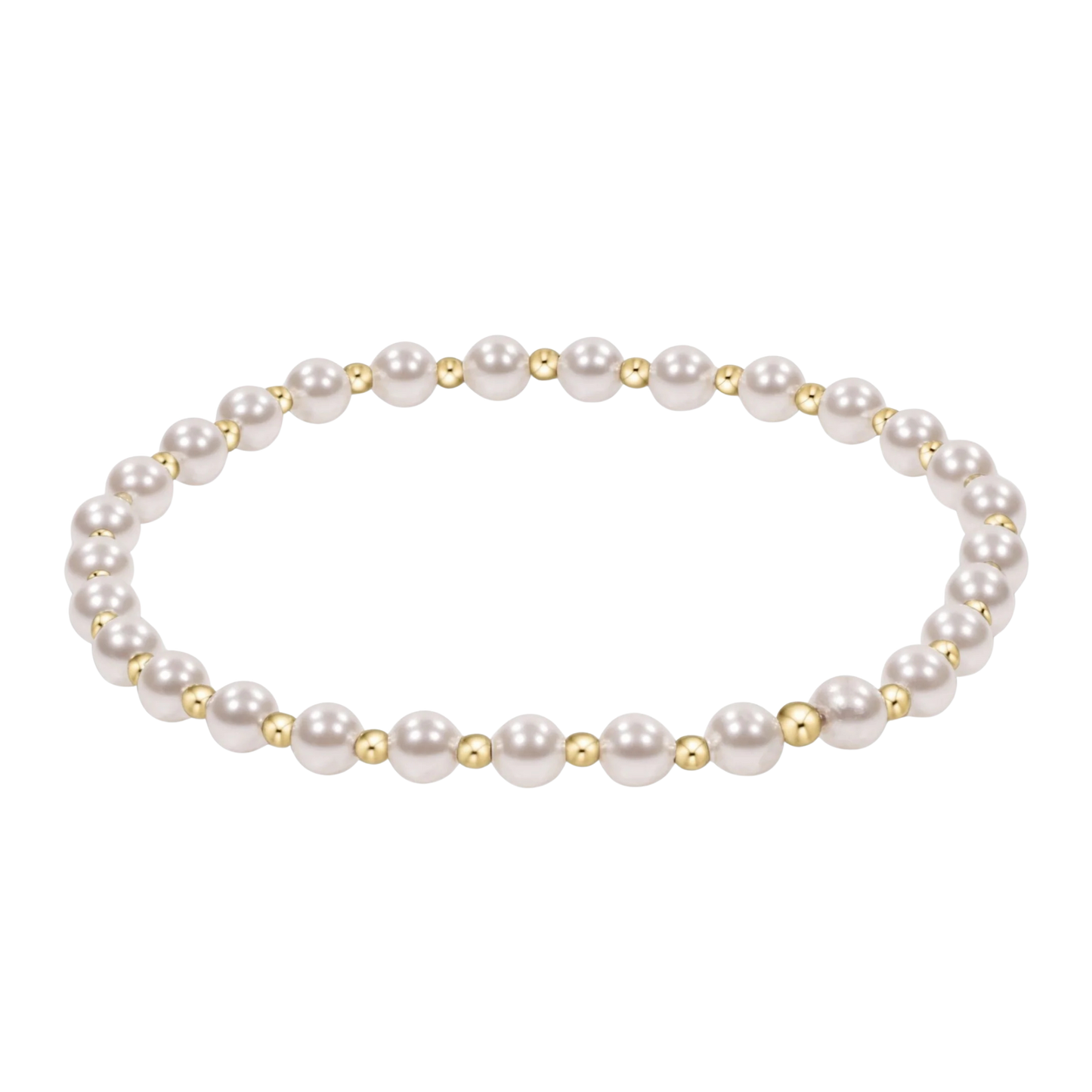 Pearl bracelet with gold accents on a white background