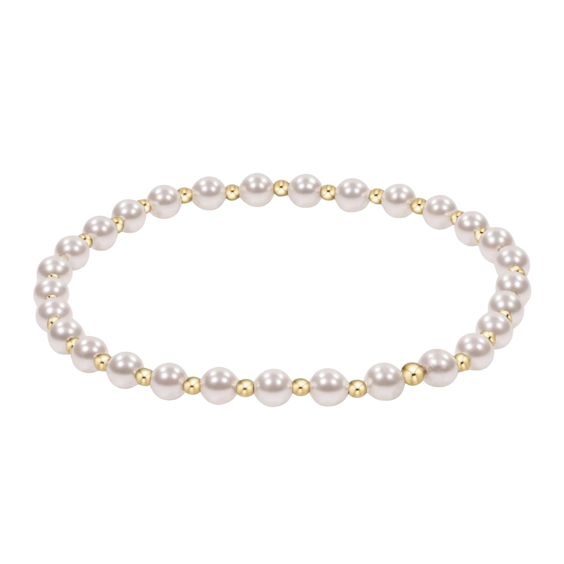 Pearl bracelet with gold accents on a white background