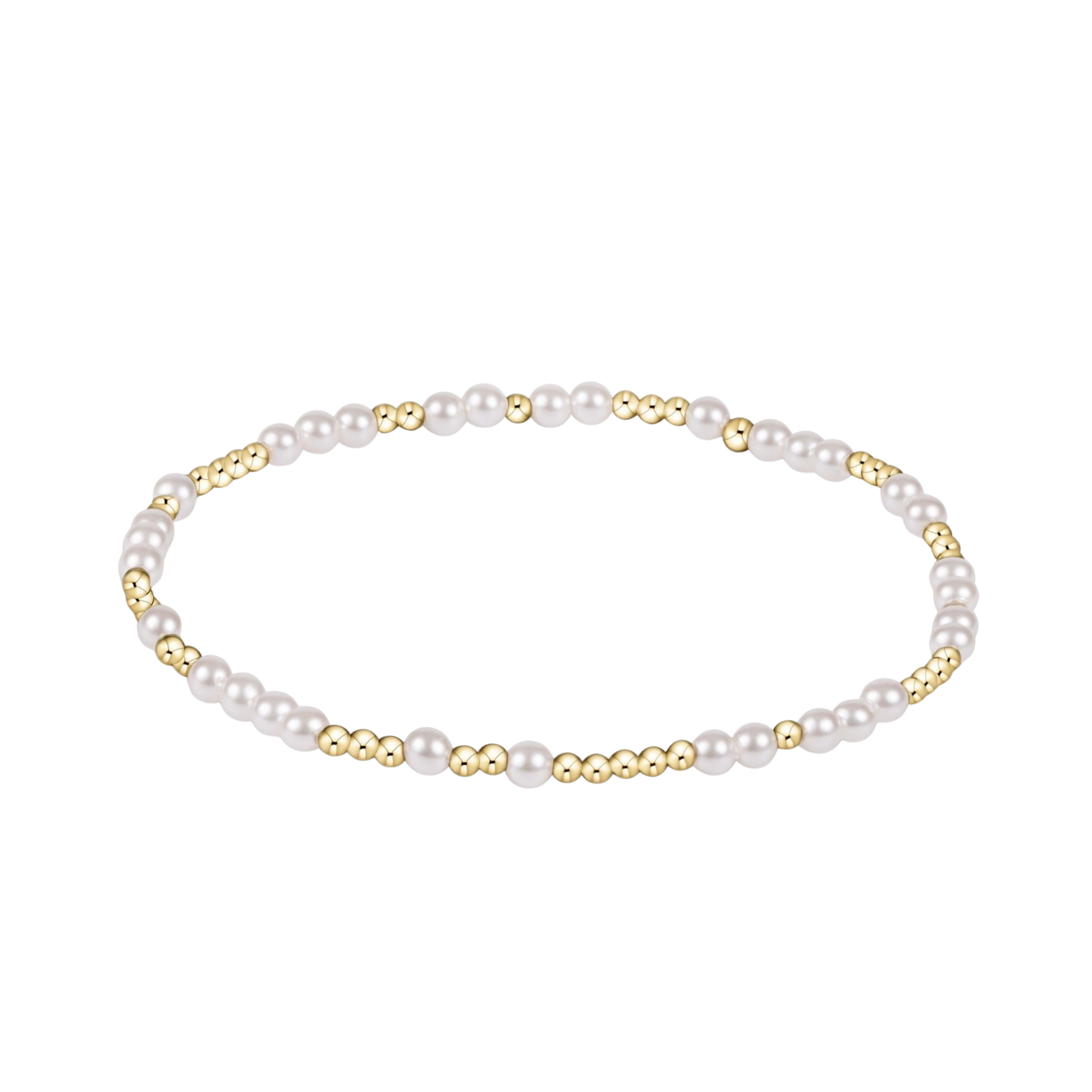 Pearl bracelet with gold accents on a white background