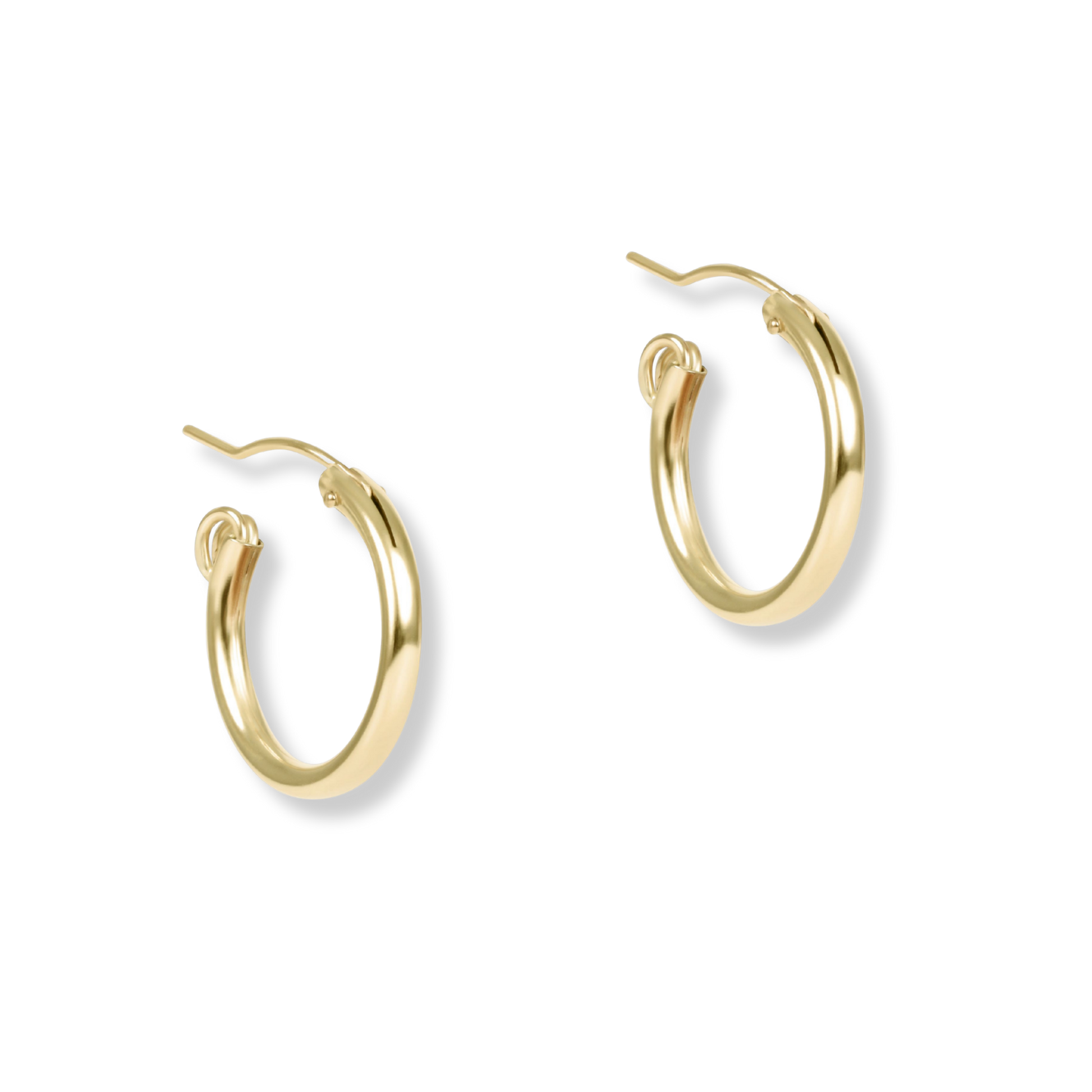 Gold hoop earrings on a white background