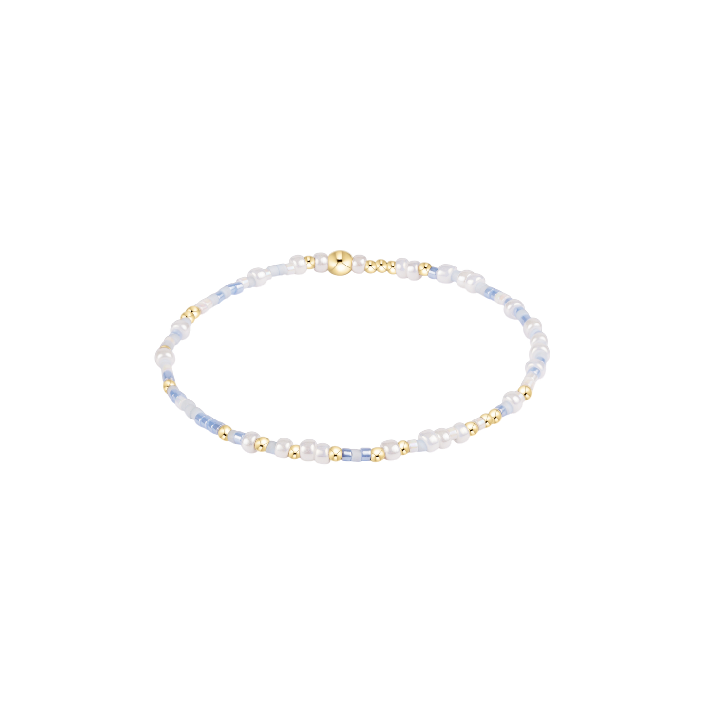 Beaded bracelet with gold accents on a white background