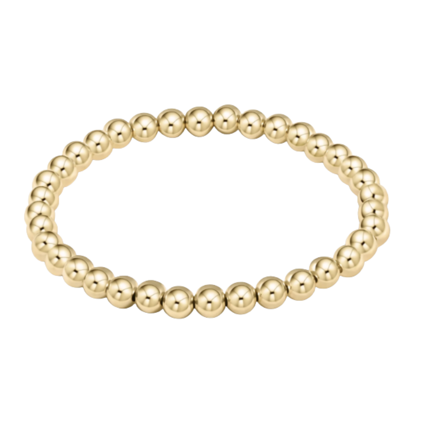 Gold beaded bracelet on a white background