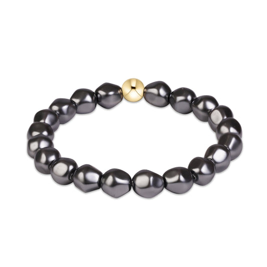 Dark grey freshwater pearl beaded bracelet.