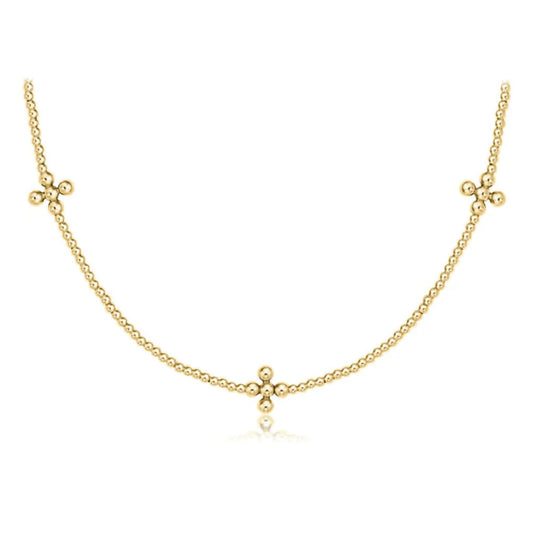enewton 15" Choker Classic Gold 2mm Bead with Signature Cross Encompass Gold Charm