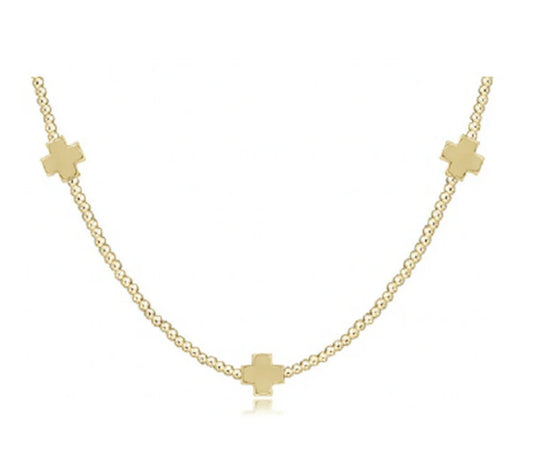 enewton 15" Choker Signature Cross Gold Pattern 2mm Bead Signature Cross Gold