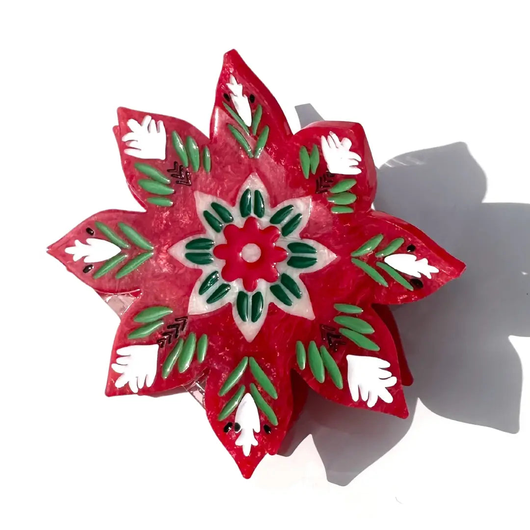 Christmas Flower Claw Hair Clip