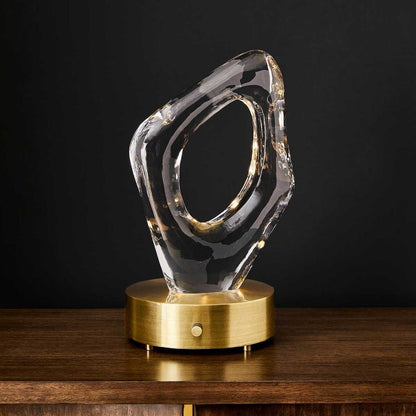 Round Brass Lighted Plateau Lamp