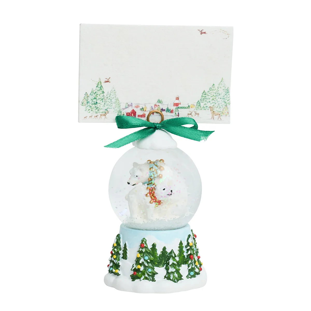 Juliska Berry & Thread North Pole Polar Bear Snow Globe Place Card Holder