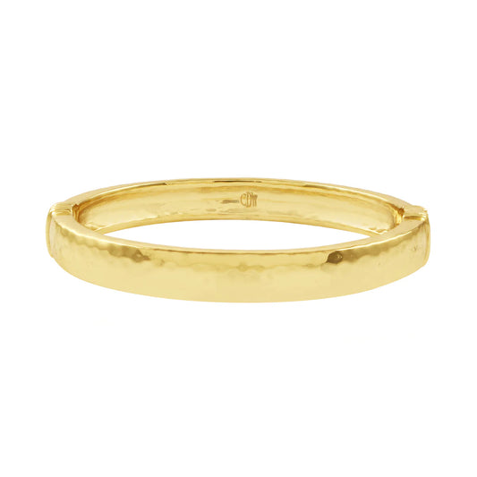 Cleo S,M Oval Hinged Bangle in Hammered Gold, Capucine de Wulf
