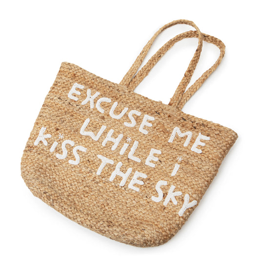 Jute Tote Bag "Excuse Me While I Kiss The Sky"  - Sugarboo & Co