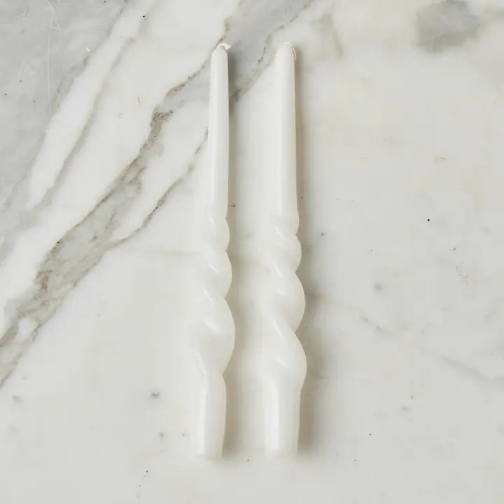 Pair of Lacquered Tall Twisted Taper Candles