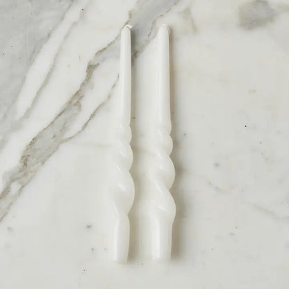 Pair of Lacquered Tall Twisted Taper Candles