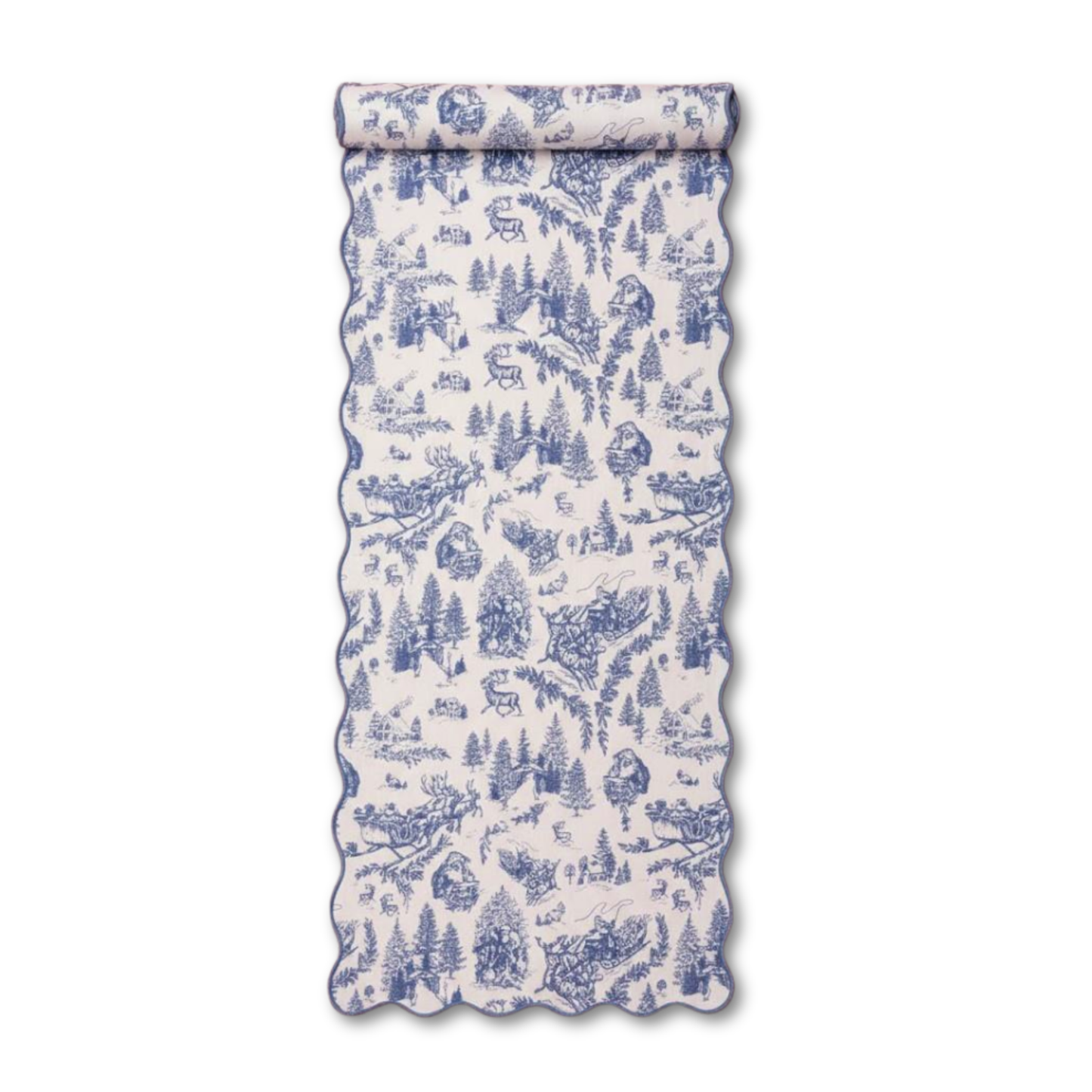 Frosted Blue Pine Toile Table Runner