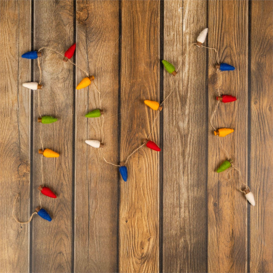 64" Felted Wool Christmas Lights Garland