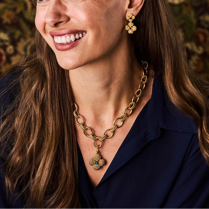 Cleopatra Regal Link Necklace in Gold, 16" +2", Capucine de Wulf