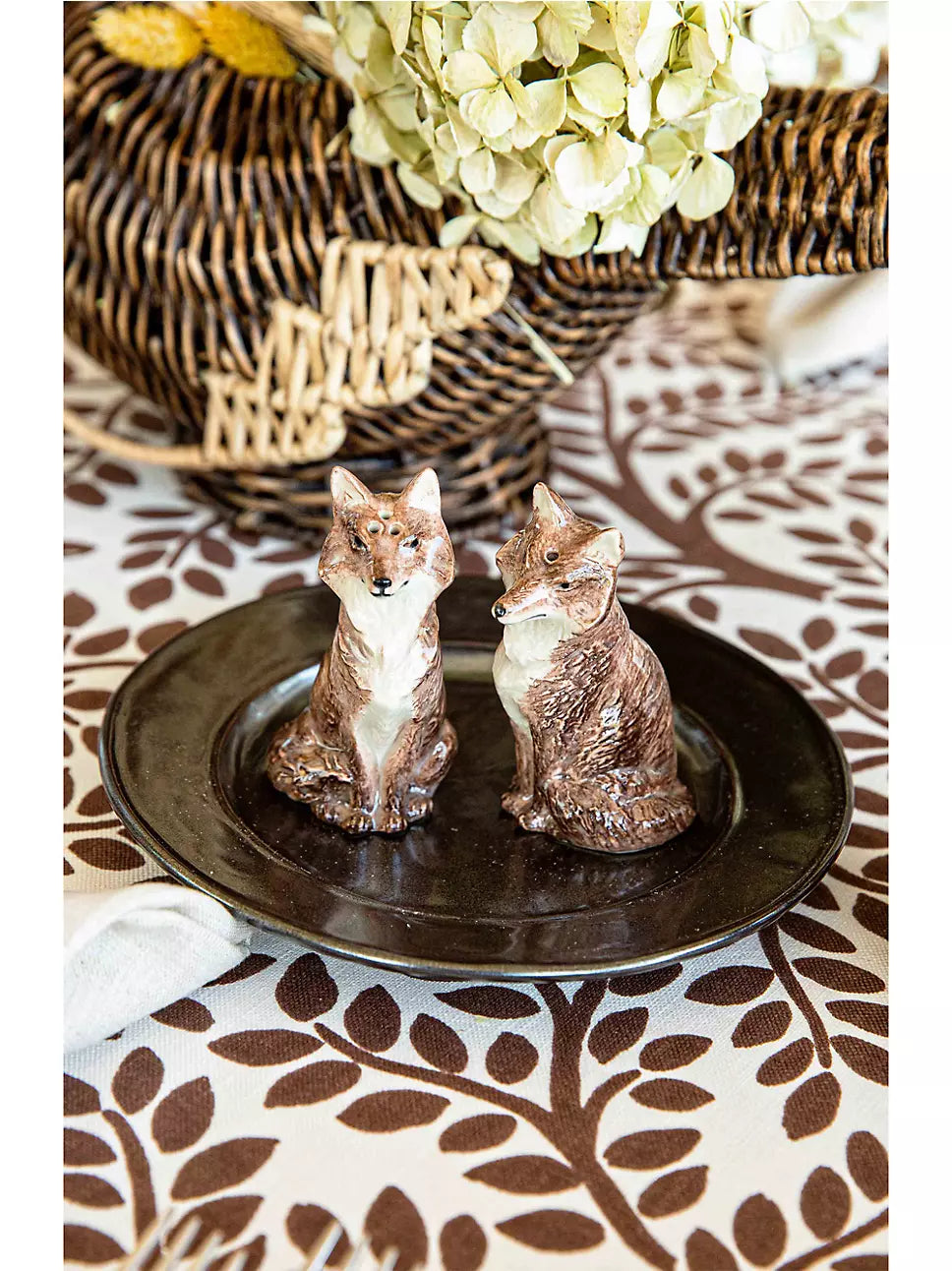 Juliska Clever Creatures Fox Salt & Pepper Shakers, Louis & Marie Fox