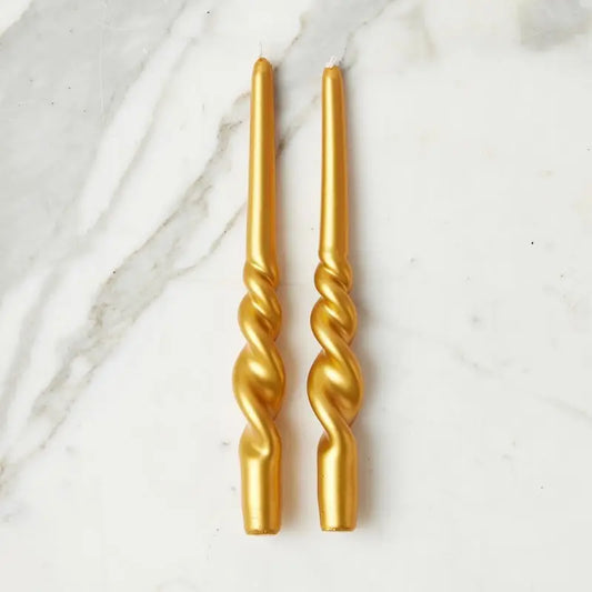 Pair of Lacquered Tall Twisted Taper Candles