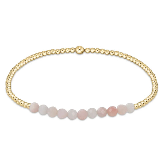 enewton Gold bliss 2mm bead bracelet - Pink Opal