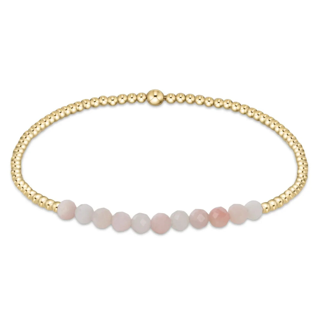 enewton Gold bliss 2mm bead bracelet - Pink Opal