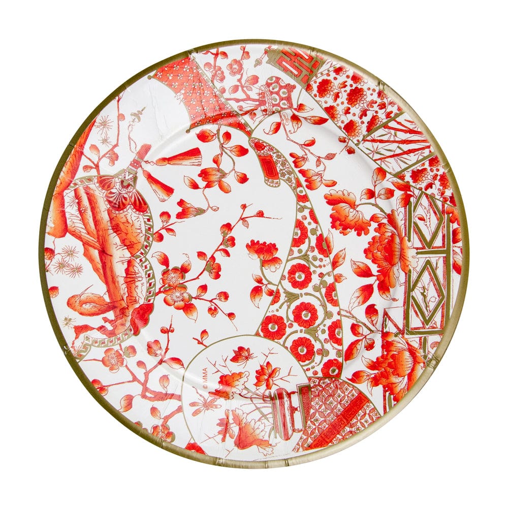 Gilded Porcelain Coral Dinner Plates