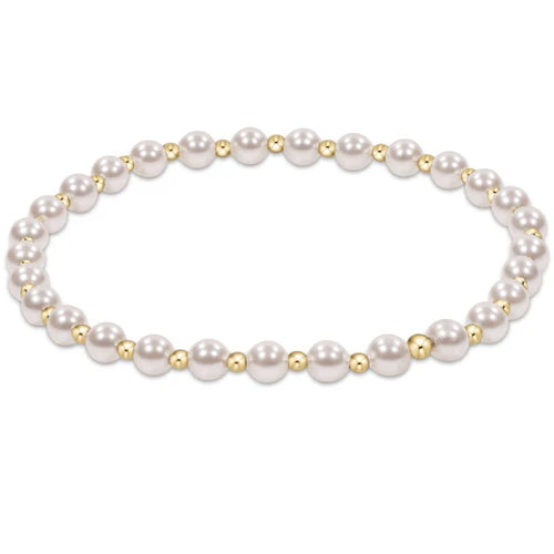 EXTENDS Classic Grateful Pattern 4mm Pearl Bead Bracelet, Gold | enewton