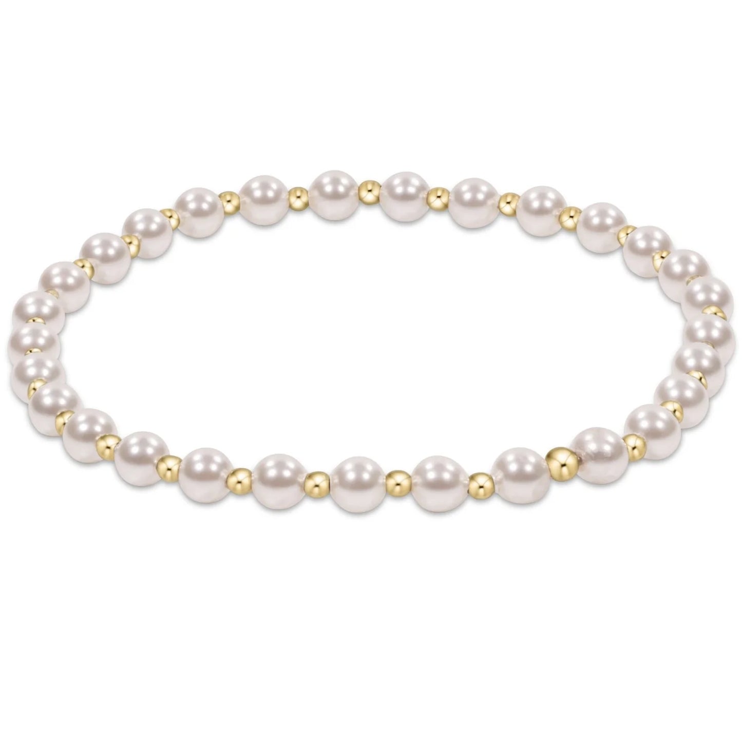 enewton EXTENDS Classic Grateful Pattern 4mm Pearl Bead Bracelet, Gold