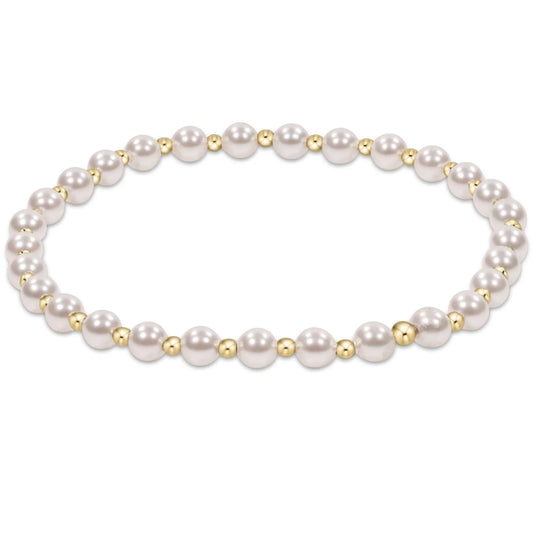 enewton EXTENDS Classic Grateful Pattern 4mm Pearl Bead Bracelet, Gold