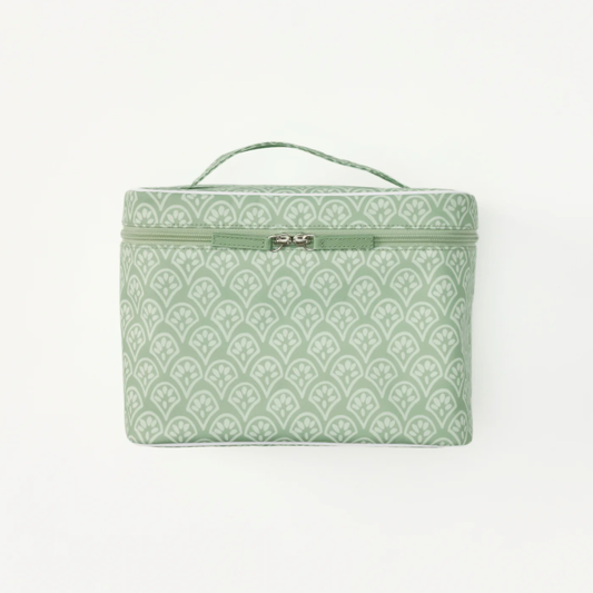 Green Block Print Vanity Case
