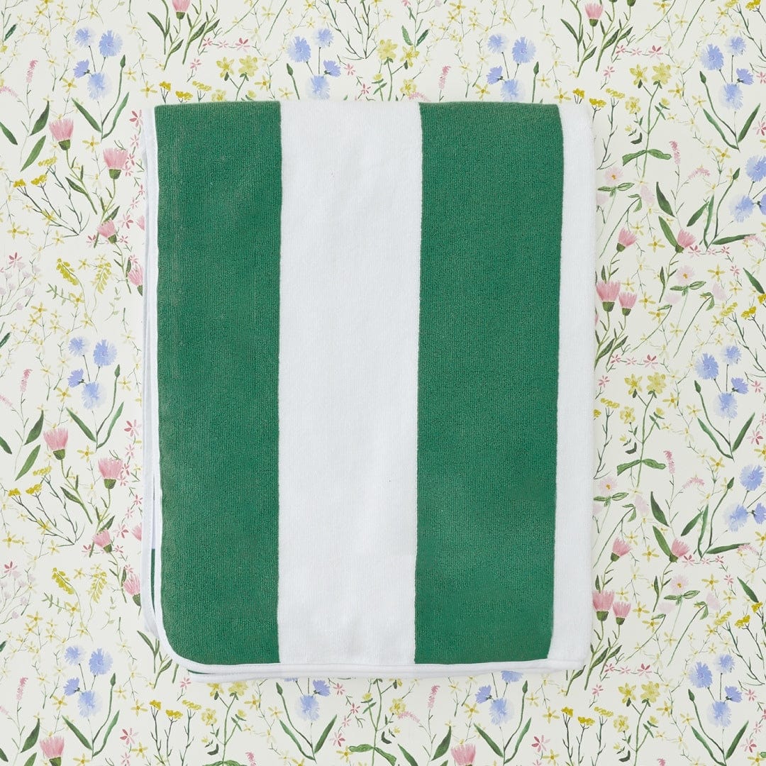 Green Cabana Stripe Beach Towel