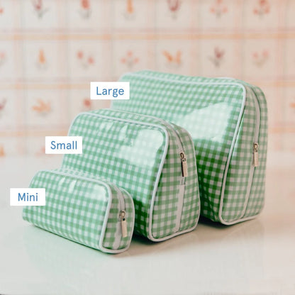 Patterned Toiletry Bag in Coral Squiggle Stripe