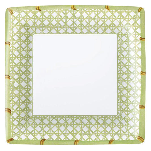 Green Trellis Square Paper Dessert Plates