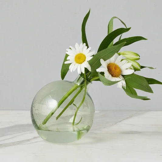 Glass Sage Green Sphere Bud Vase
