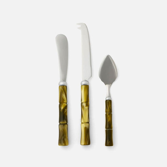 Lulu 3-Piece Cheese Knives Set in Olive and Stainless