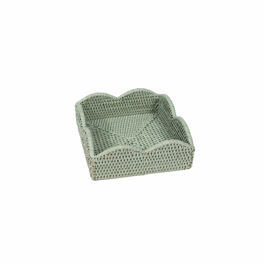 Rattan Scalloped Luncheon Napkin Holder in Green