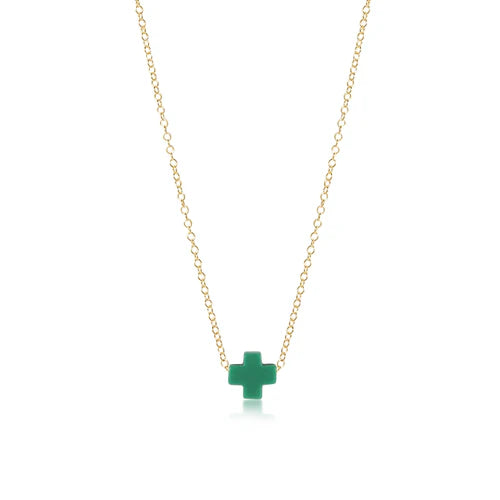 enewton 16" Necklace Gold Signature Cross, Emerald