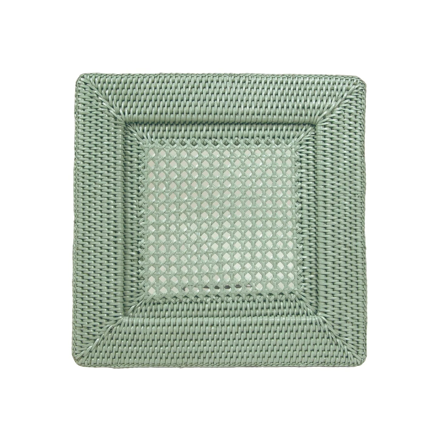Rattan Square Charger in Green