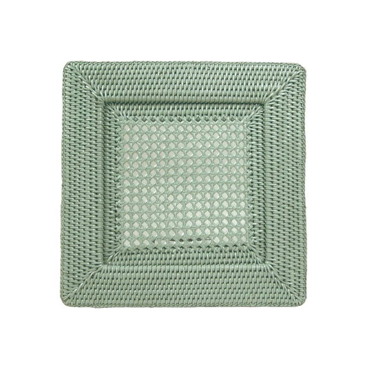 Rattan Square Charger in Green