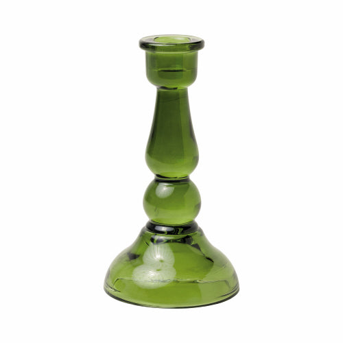 Dark Green Glass Taper Holder