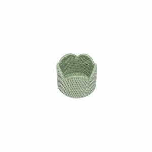 Rattan Scalloped Wine Coaster in Green - Caspari